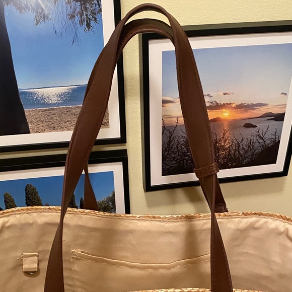 Tan and Brown Straw Tote - Sani Beach. Like NEW. - Picture 3 of 10